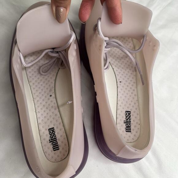 Melissa Pink Lace Up Vegan Shoes Size 9 NWOB Made in Brazil Waterproof, unique - Picture 5 of 10